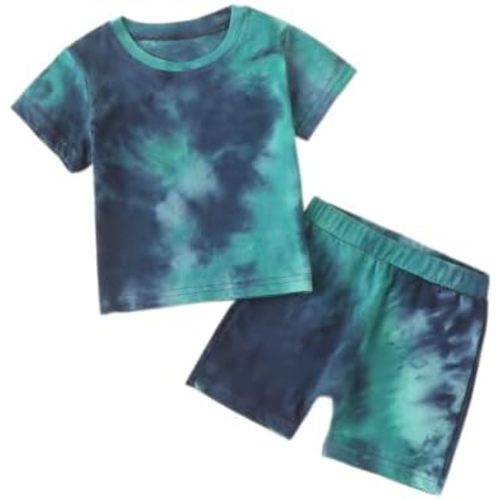 Baby Boys Clothes Tie Dye Summer Outfits Infant Toddler Boy Short Sleeve T-Shirt Top Short Pants 2Pcs Set