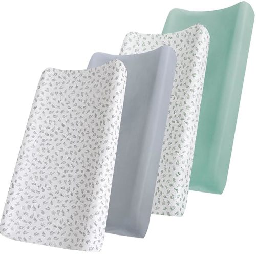 Changing Pad Cover, Diaper Changing Pad Covers 4 Pack, Fitted Baby Changing Table Sheets for 32''×16'' Change Table Pad, Cradle & Bassinet Sheets for Boys & Girls, Soft & Breathable