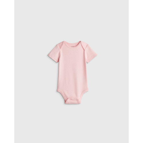 100% Organic Cotton Short Sleeve Bodysuit - Baby in Baby Pink