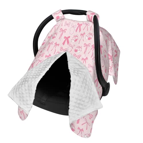 Pink Bow Baby Car Seat Canopy Cover Multi Use Shower Gift, Nursing Cover for Mom Nursing Covers, Bow Baby Stuff Items