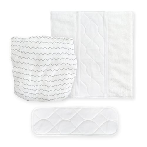 Size 1- Amazing Baby Hybrid Cloth Diaper Cover with Pocket-Sling, Newborn, Use with Boosties Inserts, Gray Mini Chevron, SmartNappy Set includes Muslin Cover + Bi-fold Insert + Booster Pad