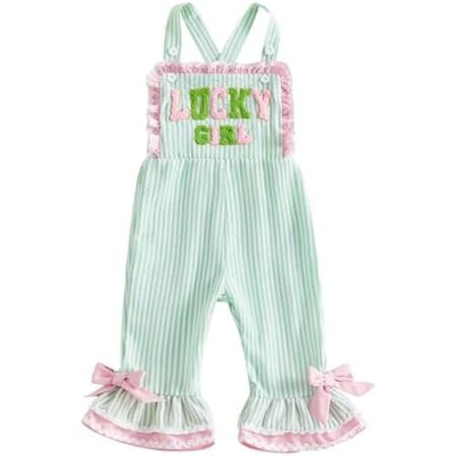 Toddler Girl Easter Outfit Bunny Carrot Overall Square Collar Plaid Bell Bottoms Jumpsuit Baby Girl Summer Clothes