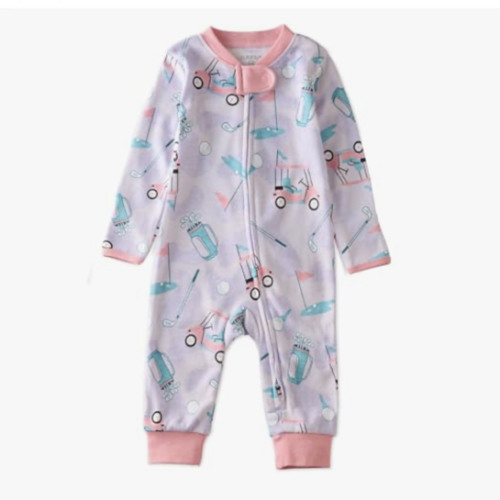 Baby Pajamas (3-6 months) Little Golfer - Organic Cotton Two Way Zipper Sleeper Pajamas for Baby Boys & Girls