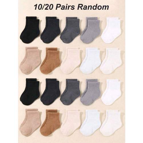 20/10 Pairs Neutral Black White Gray Baby Socks | Elastic, Sporty Casual Style | Suitable For Toddlers | Newborn Socks | Baby Baptism Decoration | SHEIN USA