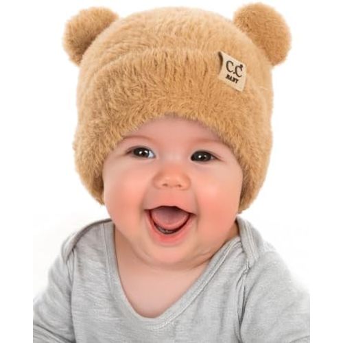 Funky Junque Adorable Infant Teddy Bear Ear Beanie - Cozy Winter Knit Hat for Babies