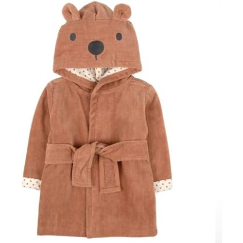 Baby Essentials Unisex Baby Plush Animal Face Bathrobe Hooded with Tie Closure for Newborns and Infants 0-9 Months