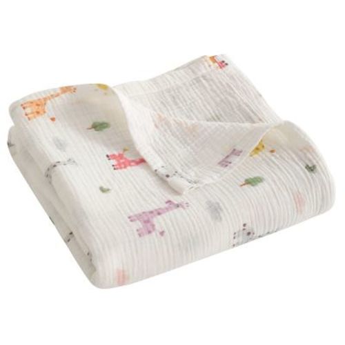 2-Layer Muslin Cotton Toddler Blanket, Skin-Friendly Breathable Swaddle Blanket for Crib & Stroller - NTBAY