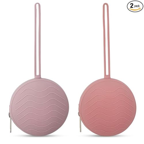 HippoBaby Silicone Pacifier Holder Case 2-Pack – BPA-Free, Food-Grade Silicone – Zippered Travel Pacifier Organizer – Portable Baby Case for Pacifiers, Teethers & Essentials – Dishwasher Safe
