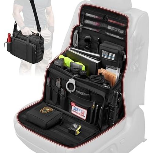 Tidify Patrol Bag Used By Law Enforcement Police Gear and Military Grade - Water Resistant Police Officer Duty Bag - Heavy Duty Car Front Seat Organizer with Multiple Storage Space