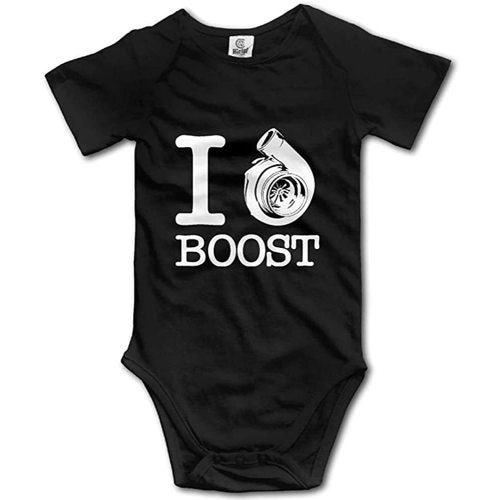 Boost Engine Car Racing - Baby Cartoon Bodysuit Short Sleeve Onesie Rompers Black