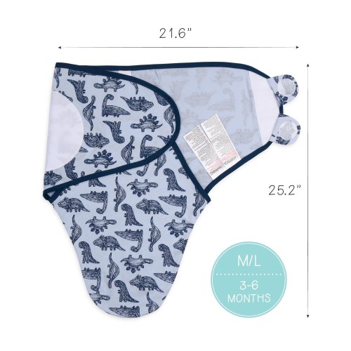 The Peanutshell Blue Dino Swaddles, 3-Pack, Small/Medium