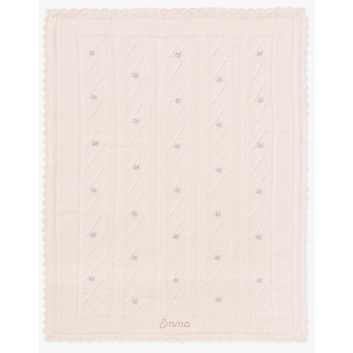 Bria Hammel Rose Pointelle Baby Blanket - embroidered 'Emma' in pink cursive