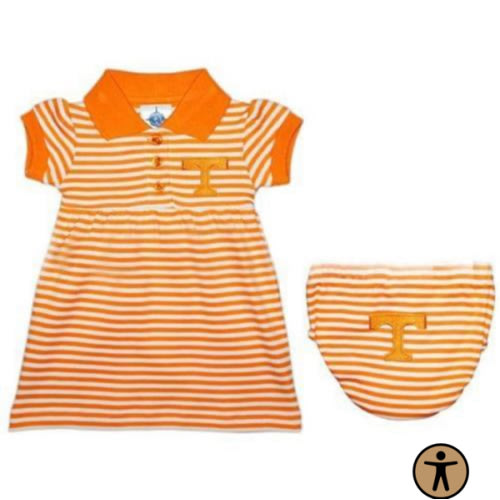 Tennessee Infant Striped Game Day Dress With Bloomer (Orange/White) 12 MO