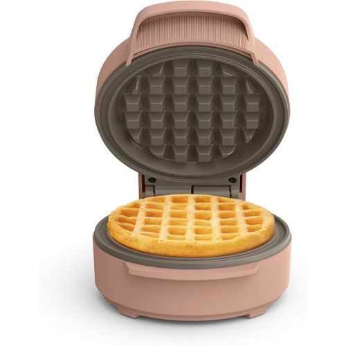 bella Snack-n-Store Mini Waffle Maker, EverGood™ Ceramic Nonstick Coating, Cord Wrap, Ready Indicator Light & Cool Touch Handles, Stackable Design & Customizable Plates, 400 Watt, Blossom
