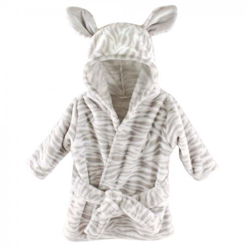Hudson Baby Infant Plush Animal Face Bathrobe, Zebra, 0-9 Months
