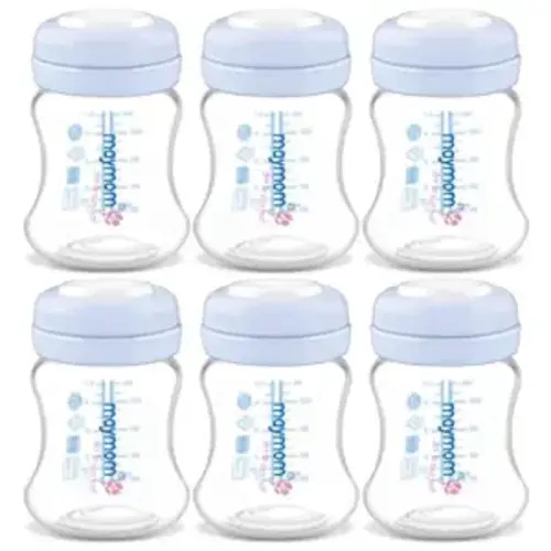 Maymom Wide-Mouth Milk Storage Collection Bottle with SureSeal Sealing Disk; Compatible with Spectra/Motif Luna/Ameda MYA/Bellababy Pumps. Can Replace Spectra S1 S2 Bottles, 6 pc (4.7Oz/140mL, 6pc)