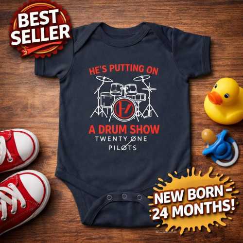 Twenty One Pilots Drum Show Baby Bodysuit | Music Fan Newborn Outfit (Newborn-24 Months)