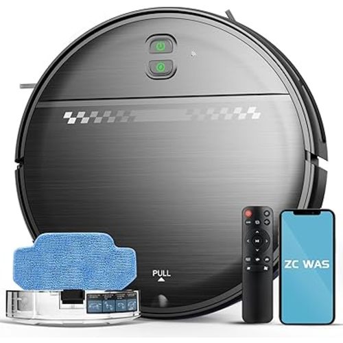 Robot Vacuum and Mop Combo, 2-in-1 Robot Vacuum Cleaner, Perfect for Pet Hair, Hard Floor and Carpet, Anti-Bump, Anti-Fall, App, Voice and Remote Control