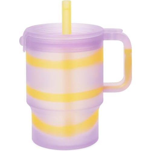 Olababy Silicone Toddler Tumbler with Handle & Straw, Citrus Lavender 11oz