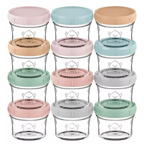 12pk Prep Baby Food Storage Containers, 4 oz Leak-Proof, BPA Free Glass Baby Food Jars for Feeding