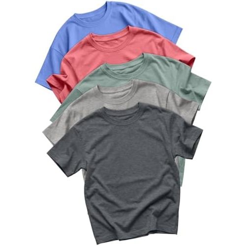 Oakgarden 5 Pack Toddler Boys T-Shirts Summer Short Sleeve Crewneck Tops Little Kids Basic Tee Athletic Loose Fit Tees