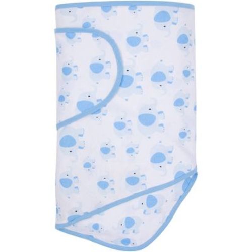Miracle Blanket Swaddle Wrap - Blue Elephants: Cotton Sleeveless Newborn Jersey Swaddle Easy Fit 0-3 Months Animal Print