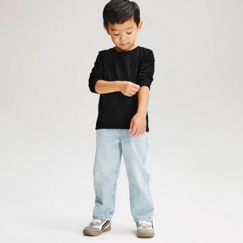 Toddler Boys' Long Sleeve Solid T-Shirt - Cat & Jack™ Black 2T