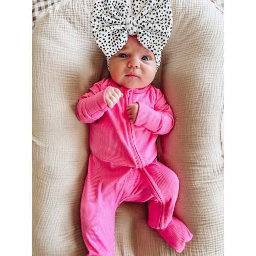 Pink Spritz Ribbed Double Zippy Romper – Bronxandcojammies