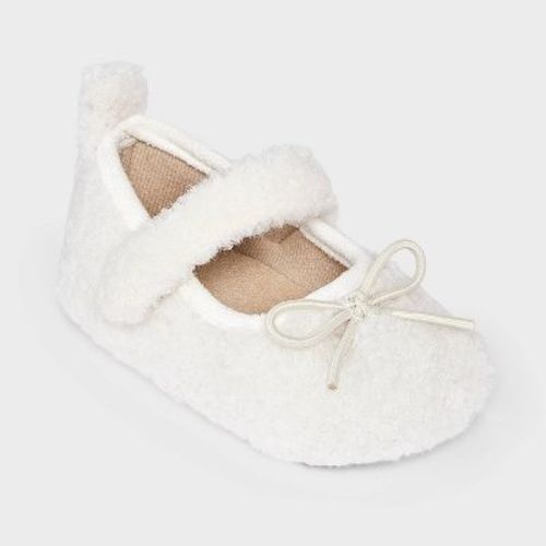 Baby Girls' Shearling Ballet Flats - Cloud Island™ White 0-3M