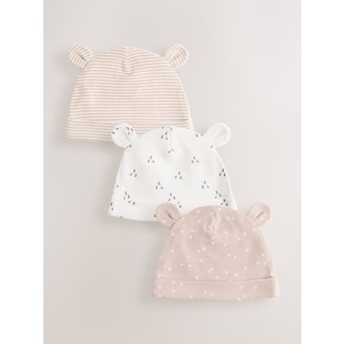Neutral Baby 100% Cotton Beanie Hats 3 Pack (0-12mths)