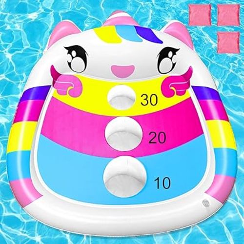 Unicorn Kids Fun Pool Toys,Inflatable Cornhole Board Floating Water Game Outdoor Swim Play for Adults Family,Cool Summer Party Gift for 6 7 8 9 10 12 Year Old Boy Girl Teen