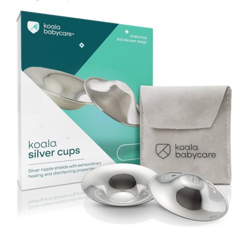 Koala Babycare The Original Nursing Cups 100% Silver – Nipple Shields for Nursing Newborn - Breastfeeding Essentials Protect and Soothe Cracked Nipples - Standard Size
