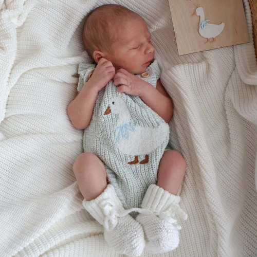 Goose Singlet Knit Romper - Periwinkle Blue