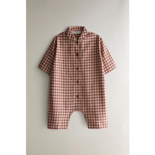 KIDS' PLAID FLANNEL FOOTED ROMPER - Pink | ZARA United States