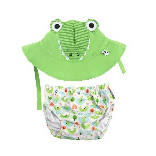 ZOOCCHINI UPF50+ Baby/Toddler Swim Diaper & Sun Hat Set - Aidan the Alligator