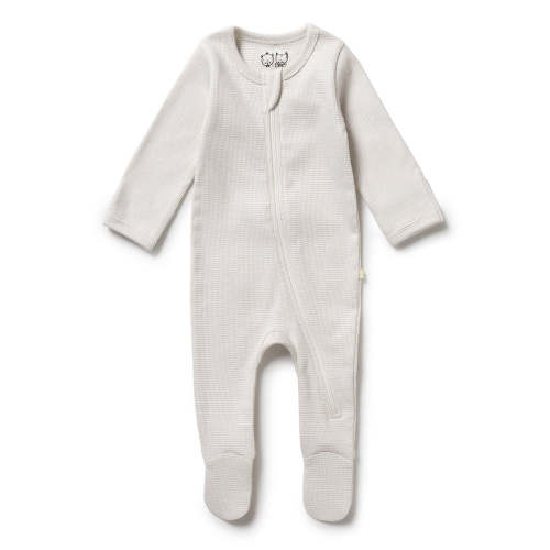 Organic Stripe Rib Zipsuit with Feet
