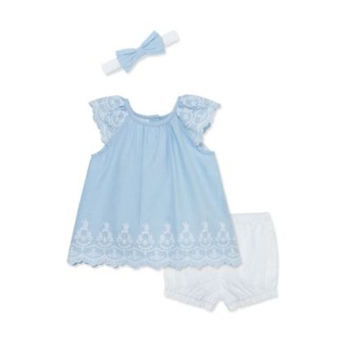 Blue Eyelet Sunsuit with Headband