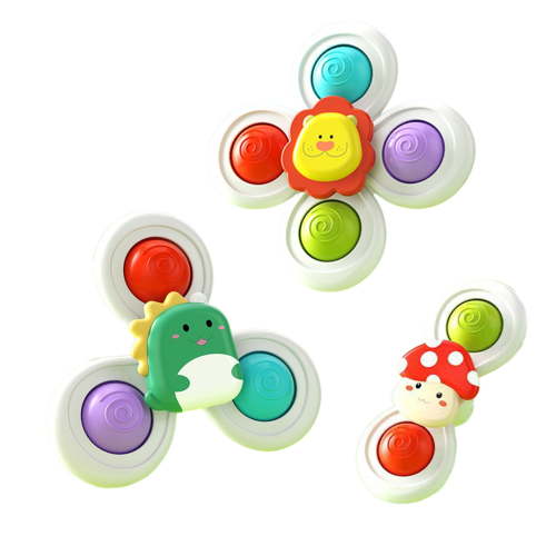 3PCS Suction Cup Fidget Spinner Bath Toys for Babies 1-3 Years - Sensory Spin Toys with Strong Suction, Toddler Travel Toys for Car & Window, Educational Toys for 12-18 Months Old