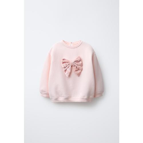 VELVET BOW SWEATSHIRT - Pink | ZARA United States