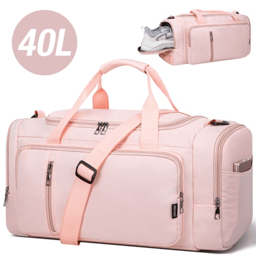 3-IN-1 Duffle Bag for Women and Men, 40L Lightweight Gym Bag for Travel with Shoe Compartment & Wet Pocket, Convertible Travel Bag and Gym Backpack Waterproof Weekender Overnight Bag for Women, Black