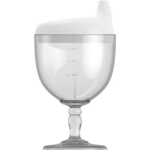 Wine Glass Sippy Cup for Baby Girl & Boy 1+ Year Old, 5 Ounce, White