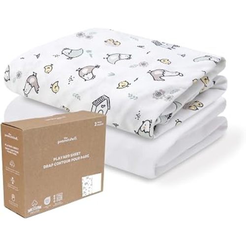 Organic Cotton Pack & Play Sheets - 2pk Mini Crib Sheets Girl Boy, Cream