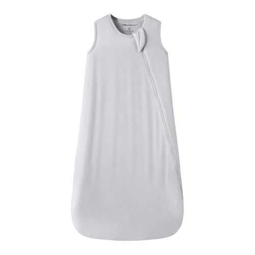 Mosebears Unisex Baby Sleep Sack 1.0 TOG, Supersoft Rayon Made from Bamboo Wearable Blanket with 2-Way Zipper (Light Grey,0-6 Months)