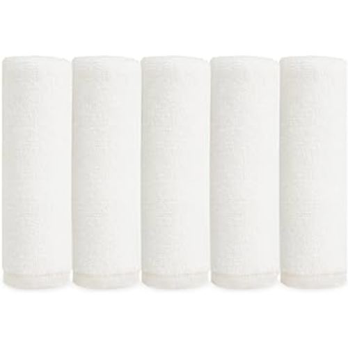 Natemia Organic Baby Washcloths (5 Pack, 12” x 12”) – 100% Organic Cotton – Ultra-Soft Baby Towels for Sensitive Skin – Newborn, Boys & Girls – Bathtime Wash Cloths, Baby Registry Must-Have (White)