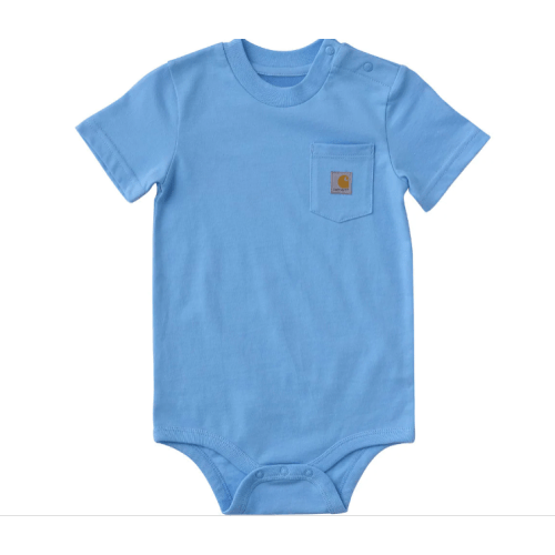 Kids' Short Sleeve Pocket Bodysuit | Size 9 Months | Color Powder Blue | Carhartt