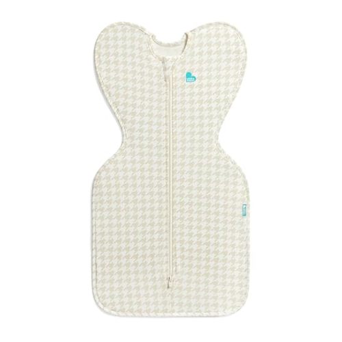 Love to Dream Swaddle UP, Sleep Sack 0-3 Months, Self-Soothing, Improves Sleep, Snug Fit Helps Calm Startle Reflex, Baby Essentials Must Haves Newborn, 1.0 TOG, 13-19 lbs, Tan Houndstooth