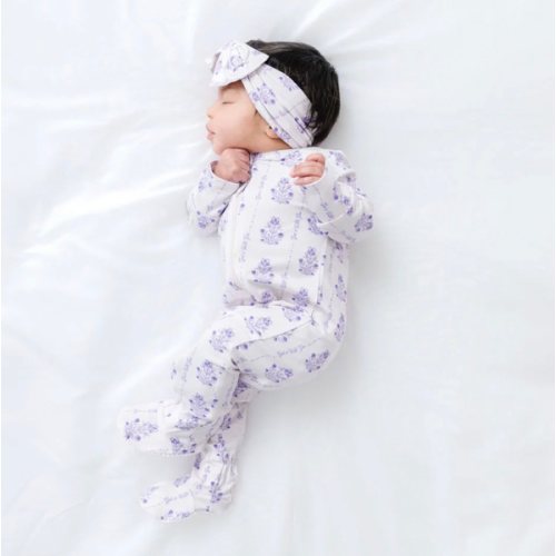 God is With You Floral PJ Footed Onesie Bamboo