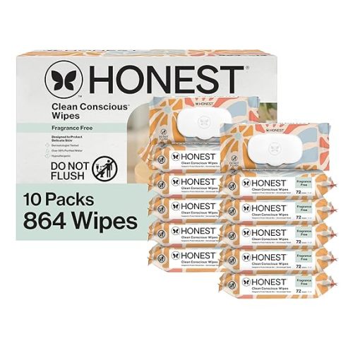 The Honest Company Hypoallergenic Multi-Use Baby Wipes for Sensitive Skin, Sunburst, 864 Count