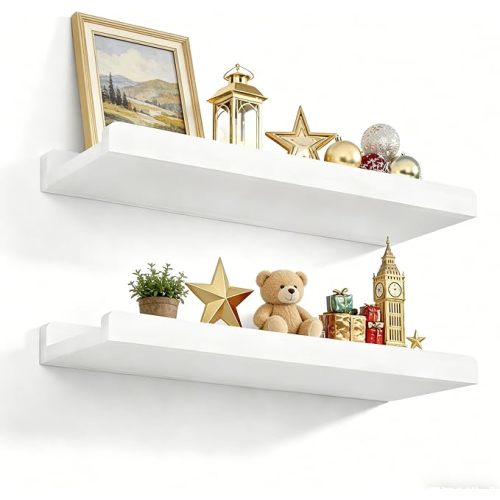 Floating Shelves Wall Mounted Set of 2, White