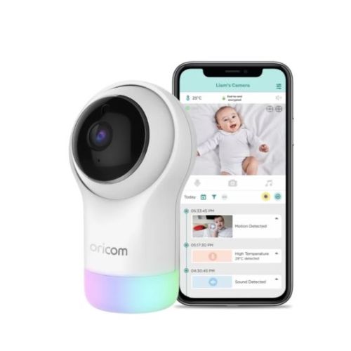 Oricom Smart HD Video Baby Monitor with Motorised Camera | Dimples NZ | White